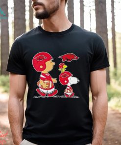 Charlie Brown Snoopy And Woodstock Arkansas Razorbacks Football shirt