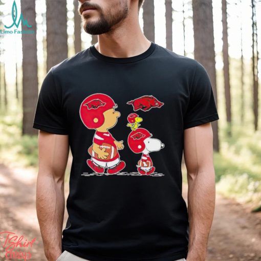 Charlie Brown Snoopy And Woodstock Arkansas Razorbacks Football shirt