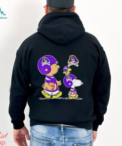 Charlie Brown Snoopy And Woodstock East Carolina Pirates Football shirt