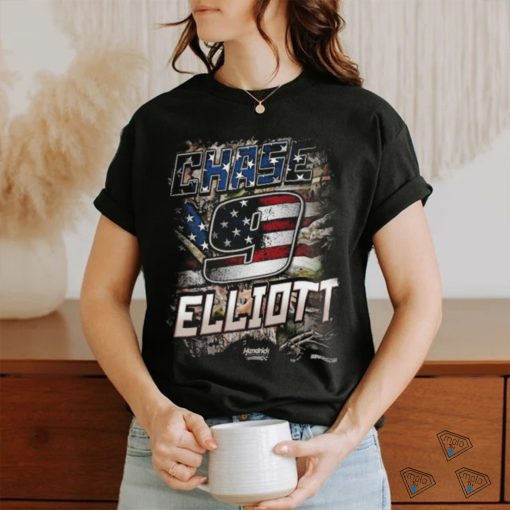 Chase Elliott Hendrick Motorsports Team Collection Black Camo Patriotic 2024 Shirt