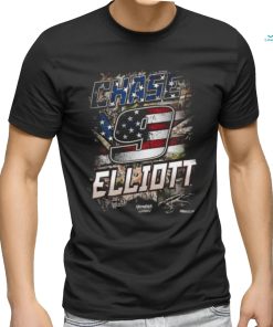 Chase Elliott Hendrick Motorsports Team Collection Black Camo Patriotic 2024 Shirt
