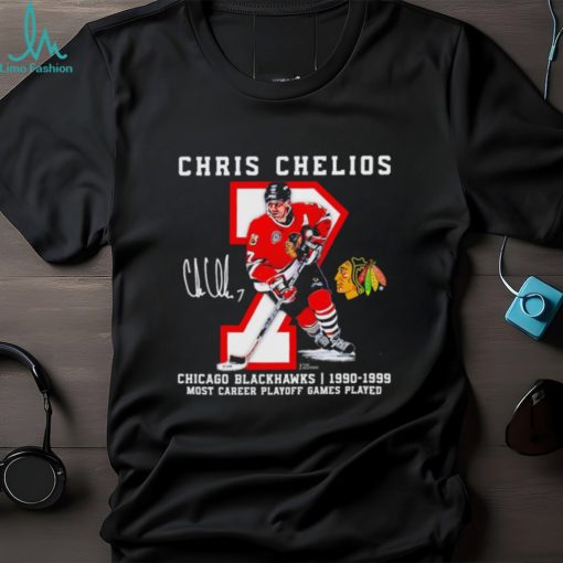 Chris Chelios 7 Chicago Blackhawks Most Career Playoff Games Played signature shirt