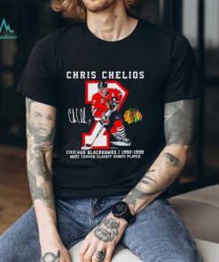 Chris Chelios 7 Chicago Blackhawks Most Career Playoff Games Played signature shirt