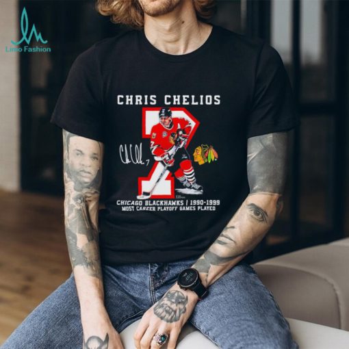 Chris Chelios 7 Chicago Blackhawks Most Career Playoff Games Played signature shirt