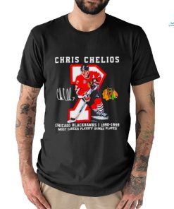 Chris Chelios Chicago Blackhawks Jersey Retirement signature shirt