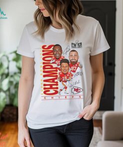Chris Jones Travis Kelce Patrick Mahomes Kansas City Chiefs Super Bowl Lviii Champions Caricature T Shirt