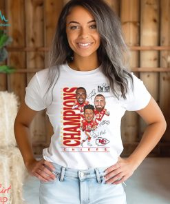 Chris Jones Travis Kelce Patrick Mahomes Kansas City Chiefs Super Bowl Lviii Champions Caricature T Shirt