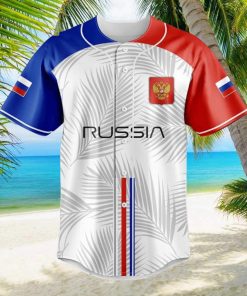 Custom Name Russia Flag Palm Leaf Baseball Jersey Shirt Gift For Men And Women