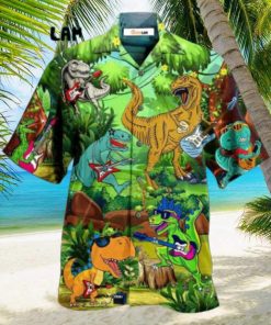 Dinosaur Play Guitar Like A Star Hawaiian Shirt