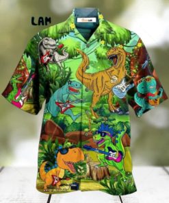 Dinosaur Play Guitar Like A Star Hawaiian Shirt