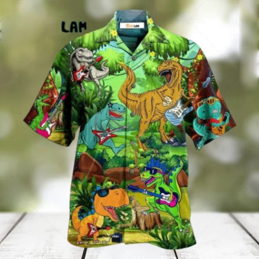 Dinosaur Play Guitar Like A Star Hawaiian Shirt