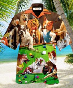 Dogs Billiard Playing Pool Hawaiian Shirt