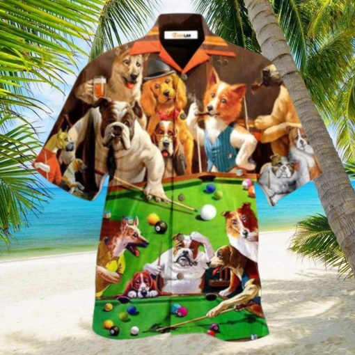 Dogs Billiard Playing Pool Hawaiian Shirt