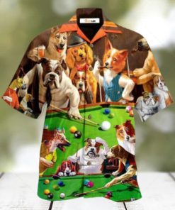 Dogs Billiard Playing Pool Hawaiian Shirt