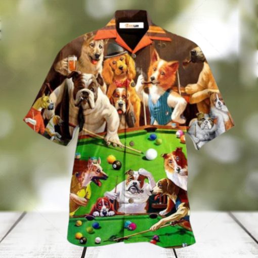 Dogs Billiard Playing Pool Hawaiian Shirt