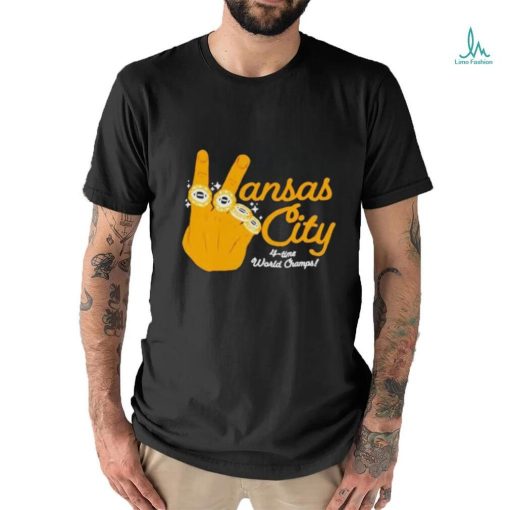 Hand Yellow Kansas City 4 Time World Champs Hand Rings shirt