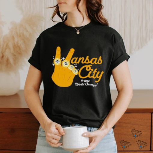 Hand Yellow Kansas City 4 Time World Champs Hand Rings shirt
