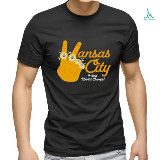 Hand Yellow Kansas City 4 Time World Champs Hand Rings shirt