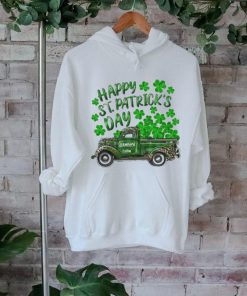 Happy St Patrick’s Day Shamrock Farm Truck Print Casual Shirt