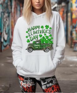 Happy St Patrick’s Day Shamrock Farm Truck Print Casual Shirt