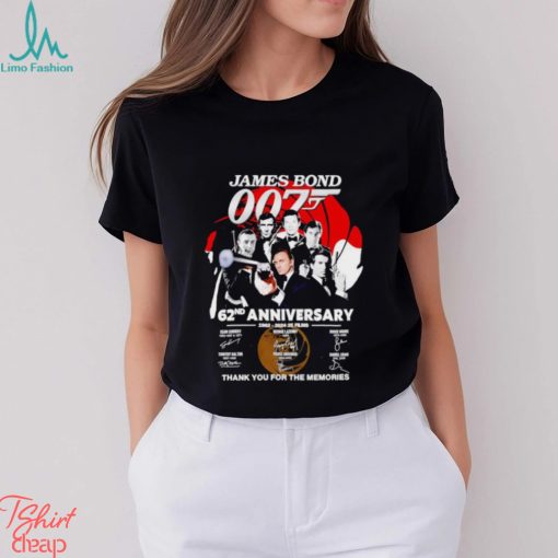 James Bond 007 62nd anniversary 1962 2024 25 films thank you for the memories shirt