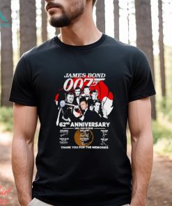 James Bond 007 62nd anniversary 1962 2024 25 films thank you for the memories shirt