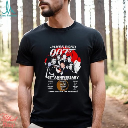 James Bond 007 62nd anniversary 1962 2024 25 films thank you for the memories shirt