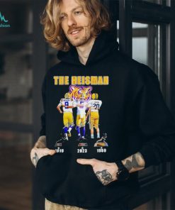 Jayden Daniels Joe Burrow And Billy Cannon Lsu Tigers The Heisman Trophy Signatures shirt, hoodie, sweater, long sleeve and tank top Jayden Daniels Joe Burrow And Billy Cannon Lsu Tigers The Heisman Trophy Signatures shirt