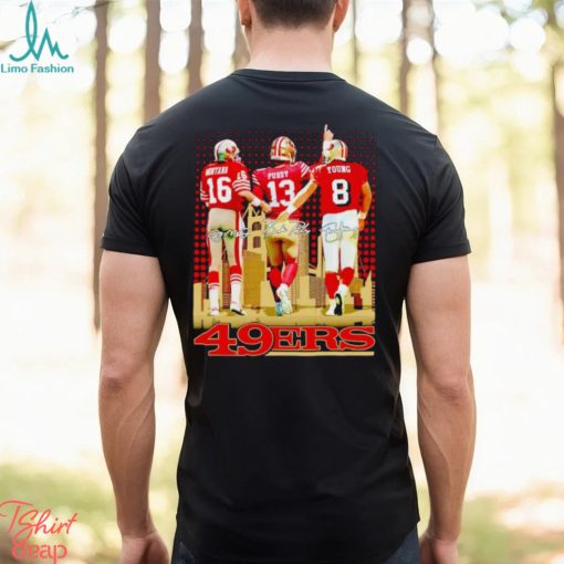 Joe Montana Brock Purdy and Steve Young 49ers signatures shirt