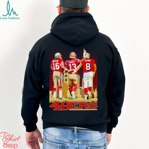 Joe Montana Brock Purdy and Steve Young 49ers signatures shirt