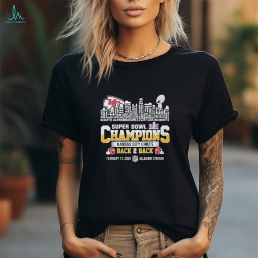 KC Chiefs Super Bowl Champions LVIII 2024 Back2back Skyline T Shirt