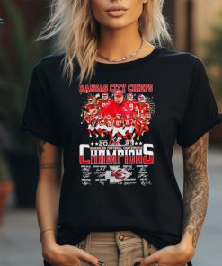 Kansas City Chiefs 2023 American football Conference Champions signatures player celebrate victory firework logo shirt