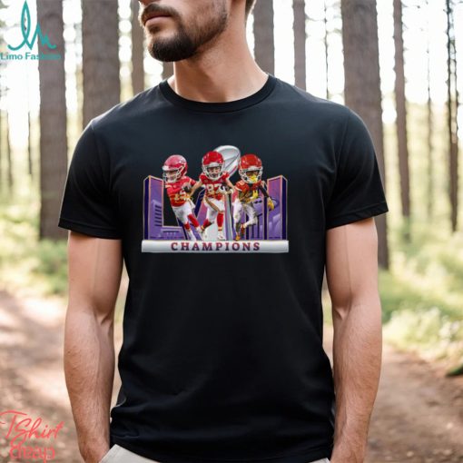Kansas City Chiefs 2024 Super Bowl LVIII Champions Big Head Players Signatures Merch Essentials T Shirt