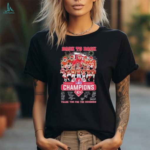 Kansas City Chiefs Back to back 2024 champions super bowl lviii thank you for the memories signatures shirt