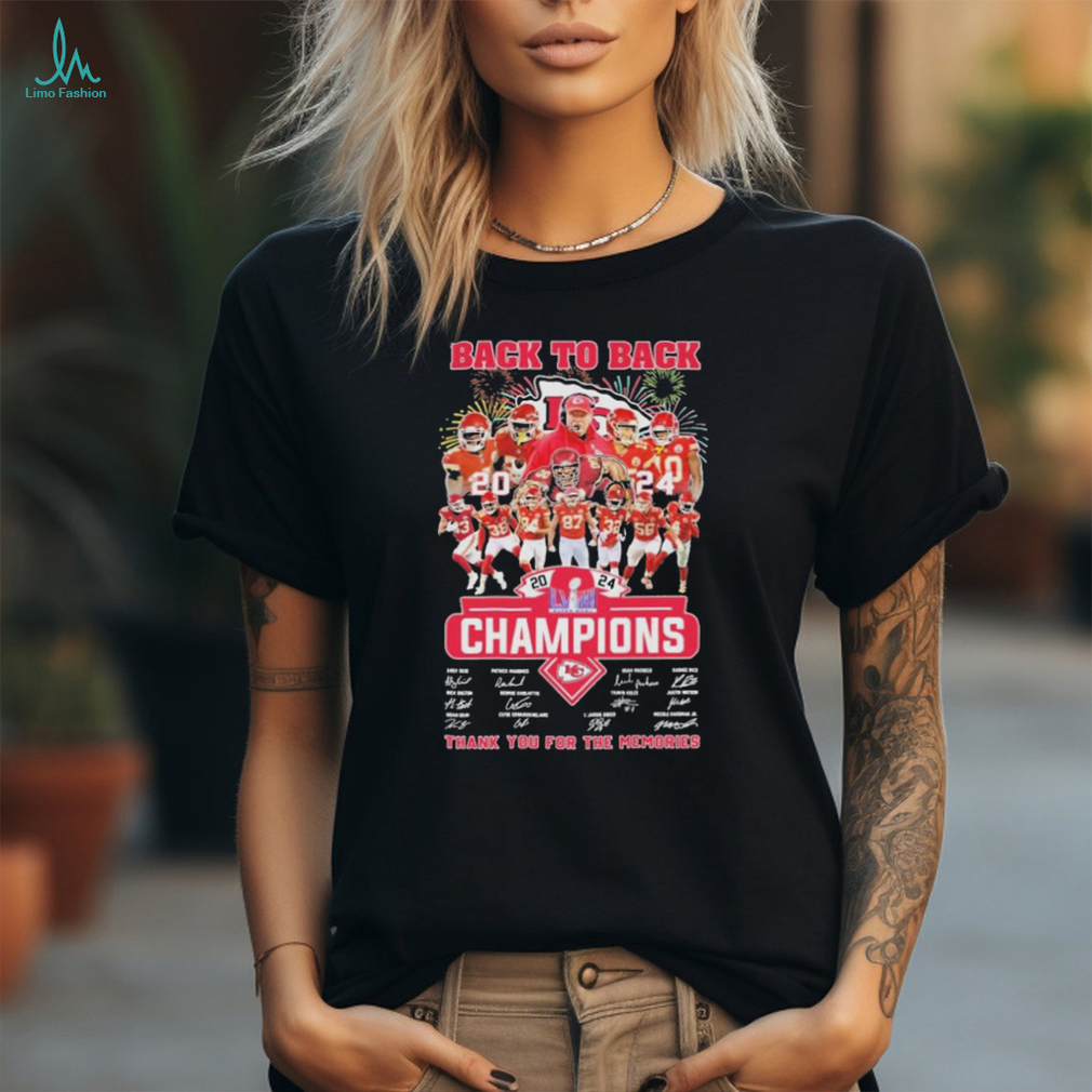 Kansas City Chiefs Back to back 2024 champions super bowl lviii thank you for the memories signatures shirt Kansas City Chiefs Back to back 2024 champions super bowl lviii thank you for the memories signatures shirt