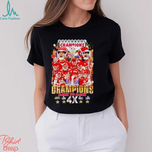 Kansas City Chiefs Super Bowl Champions back to back 4x signatures shirt