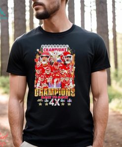 Kansas City Chiefs Super Bowl Champions back to back 4x signatures shirt