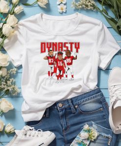 Kansas City Chiefs Travis Kelce Patrick Mahomes Chris Jones dynasty caricatures shirt