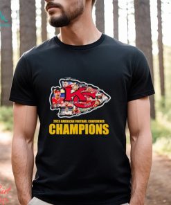 Kansas City Chiefs big logo 2023 American Football Conference Champions signatures shirt