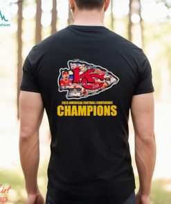 Kansas City Chiefs big logo 2023 American Football Conference Champions signatures shirt