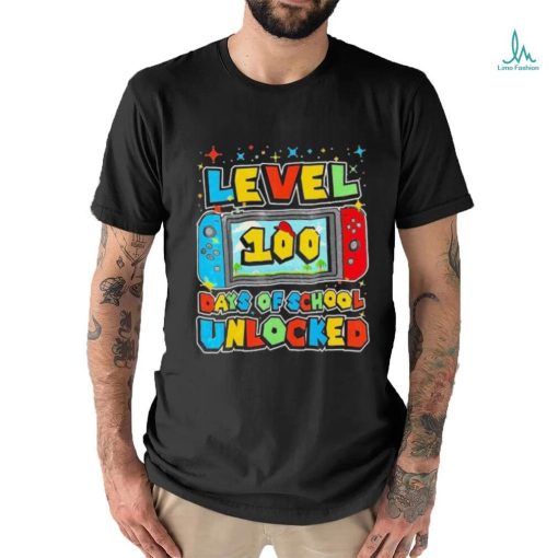 Level 100 Days Of School Unlocked Gamer Video Games Shirt