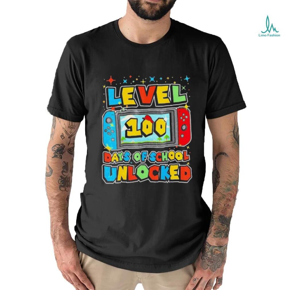 Level 100 Days Of School Unlocked Gamer Video Games Shirt Level 100 Days Of School Unlocked Gamer Video Games Shirt