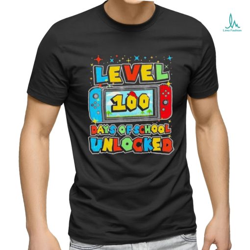 Level 100 Days Of School Unlocked Gamer Video Games Shirt