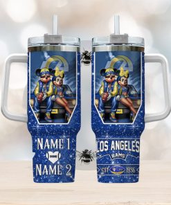 Los Angeles Rams NFL Mickey And Minnie Couple 40oz Stanley Tumbler Custom Name