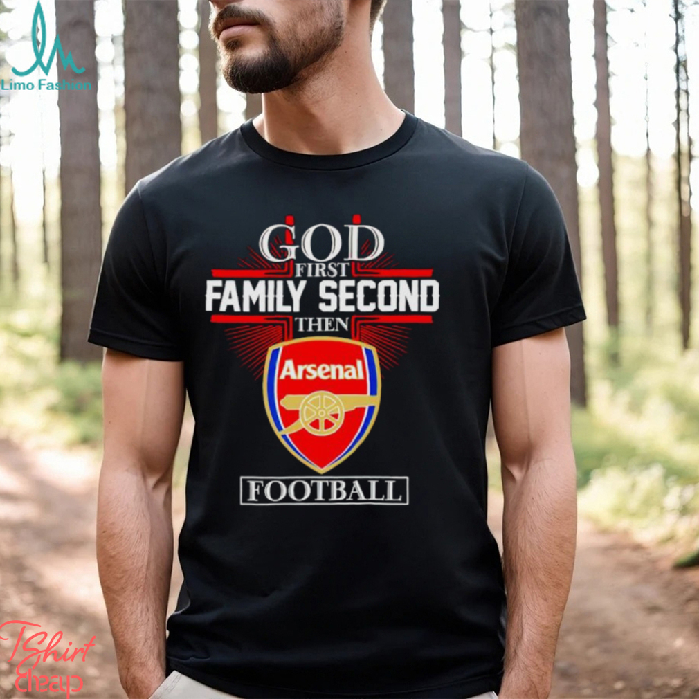 Men’s God first family second then Arsenal football shirt Men’s God first family second then Arsenal football shirt