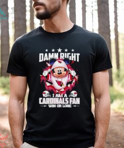 Mickey mouse damn right I am a Arizona Cardinals fan win or lose shirt