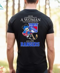 Mickey never underestimate a woman who understands hockey and loves Rangers shirt