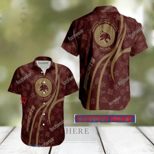 NCAA Texas State Bobcats Hawaiian Shirt Design Gift Fans Summer Holidays Custom Name