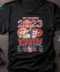 NFC Champion 2023 San Francisco 49ers 2023 2024 NFC Champions Winner 34 31 Detroit Lions Signatures Shirt