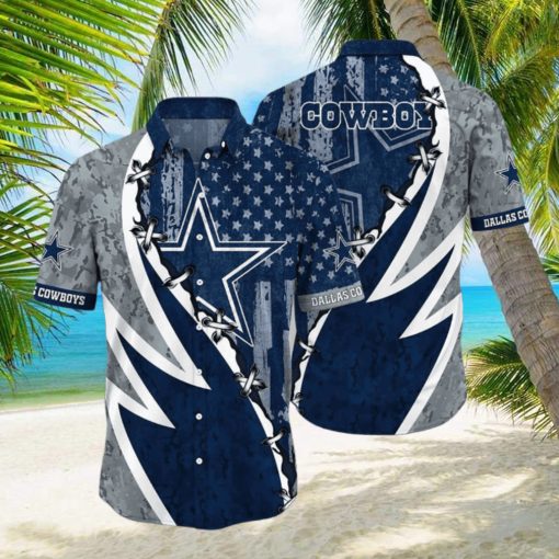 NFL Dallas CowboysHawaiian Shirt 3D Printed Graphic American Flag Print This Summer Gift For Fans